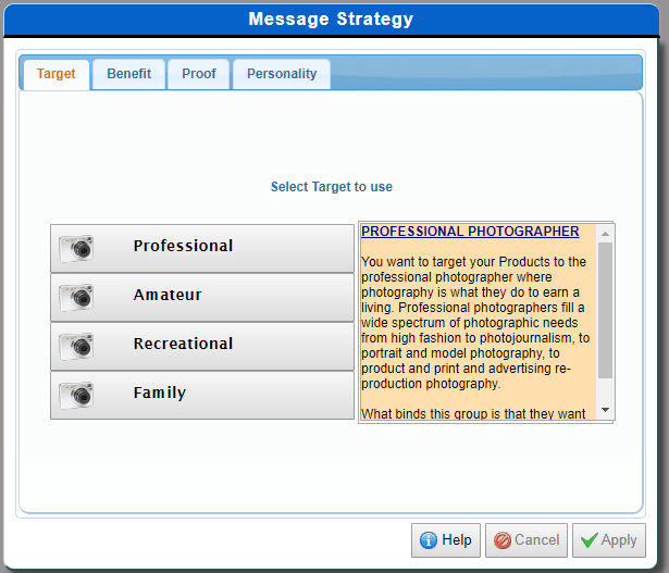 message strategy in AdSim