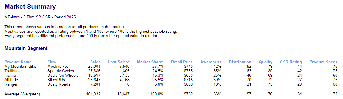 MikesBikes Introduction Market Summary Report